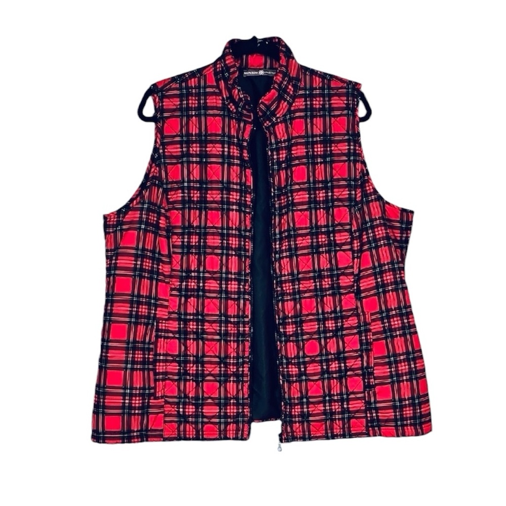 🍄 Signature Collection Plaid Quilted Vest, Size 1X